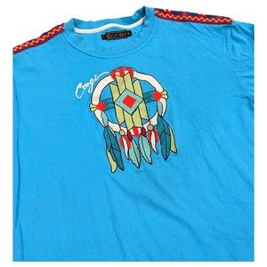 COOGI Mens XXL Shirt Embroidered‎ Blue Long Sleeve Indian Tribal 2XL NOTE**